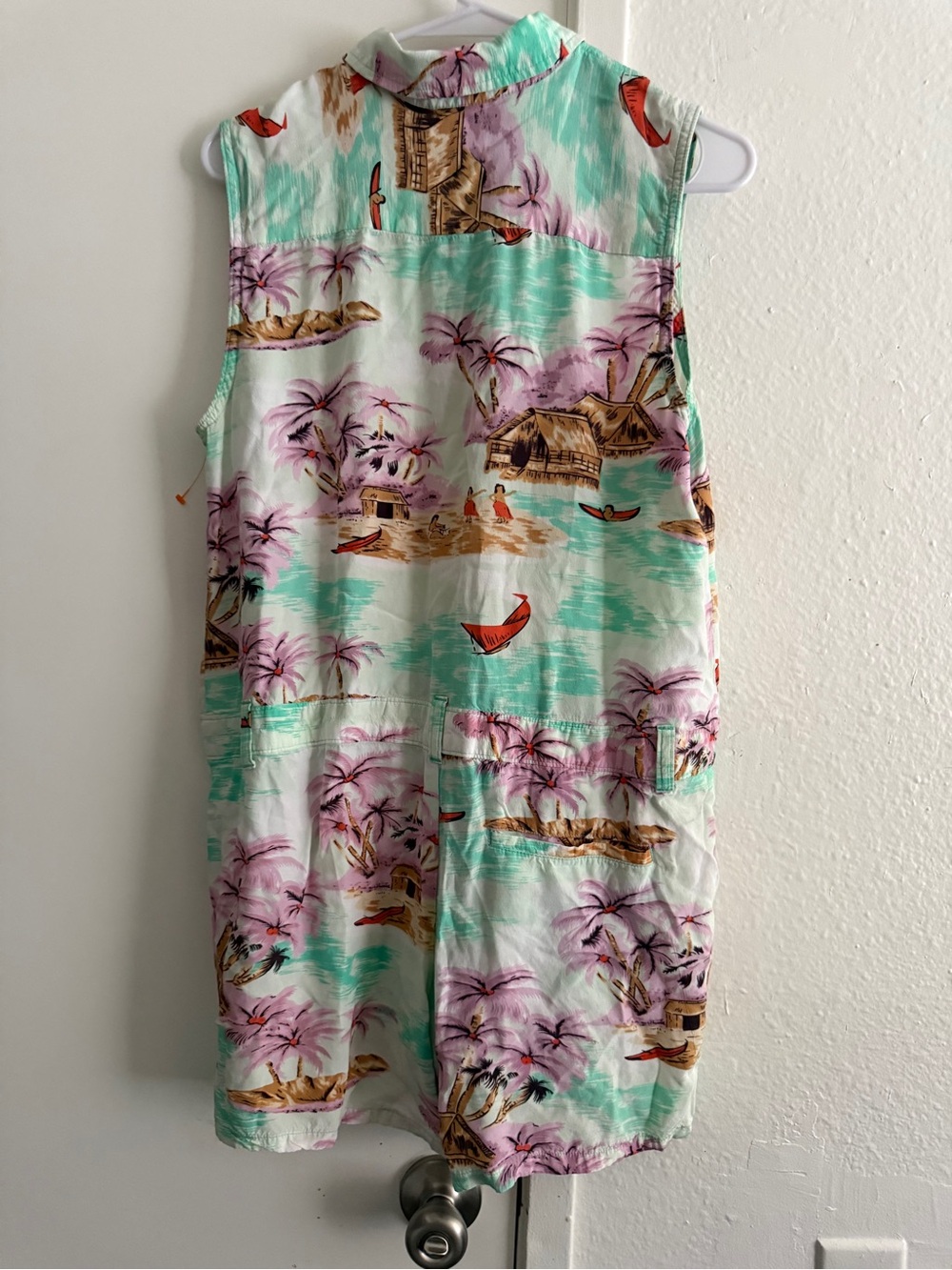 Levi's Sleeveless Tropical Print Romper in Mint and Purple - Picture 6 of 9